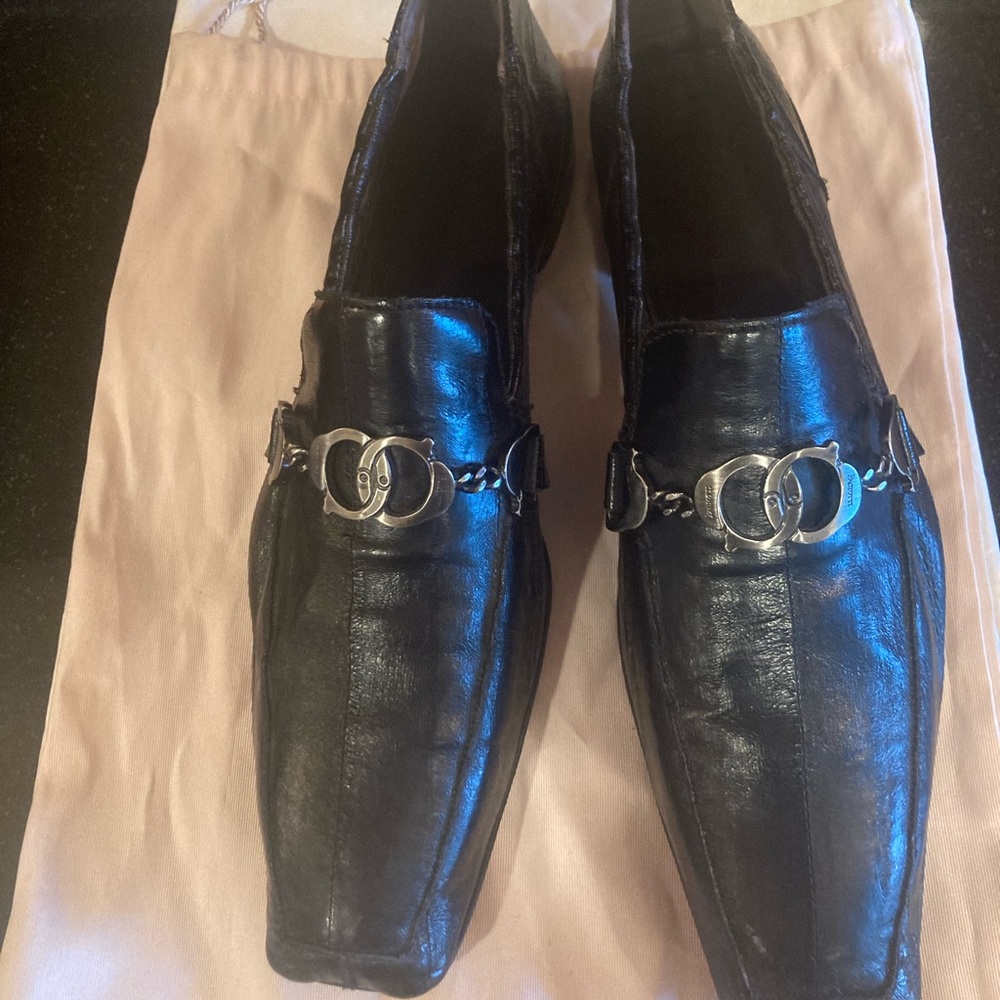 Cesare Paciotti eel skin never worn loafers with metal handcuff detailing